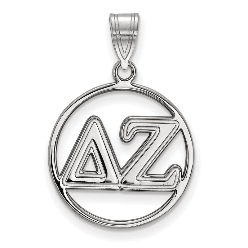 Sterlingsilber Rhodiniert Logoart Delta Zeta Sorority Greek Buchstaben Mittel Kreis Anhänger