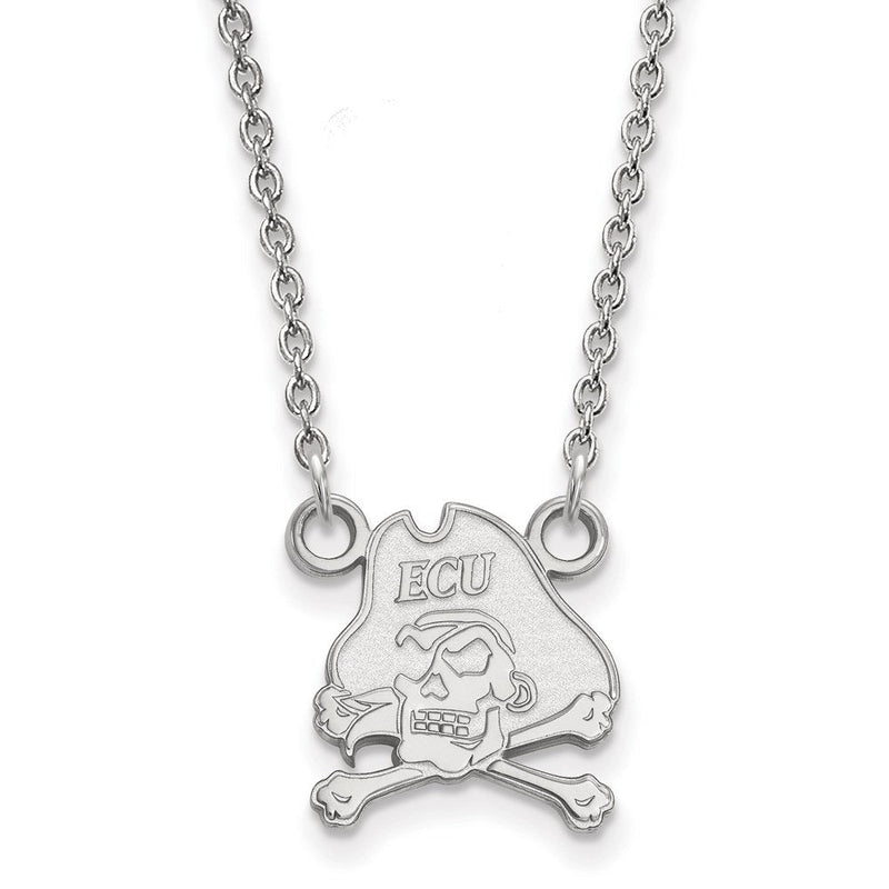 10K Weißgold Logoart Ost Carolina University Pirat Klein Anhänger 18 Zoll Halskette
