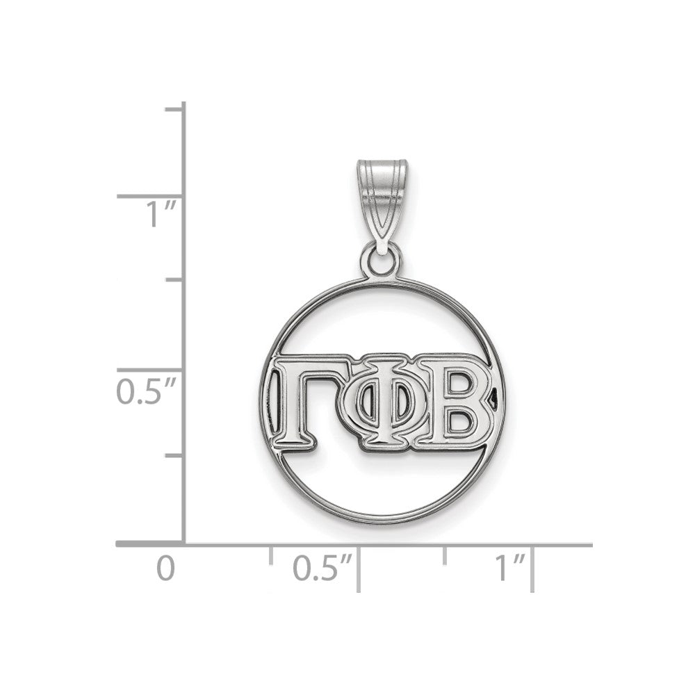 Sterlingsilber Rhodiniert Logoart Gamma Phi Beta Sorority Greek Buchstaben Mittel Kreis Anhänger