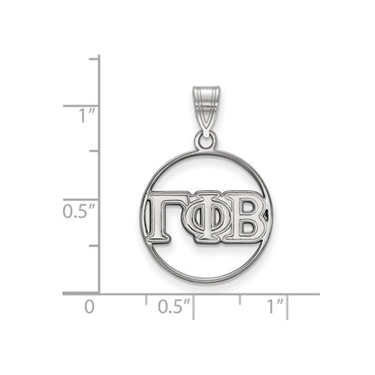 Sterlingsilber Rhodiniert Logoart Gamma Phi Beta Sorority Greek Buchstaben Mittel Kreis Anhänger