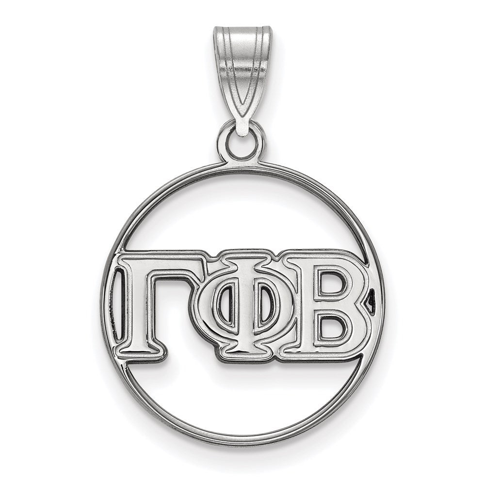 Sterlingsilber Rhodiniert Logoart Gamma Phi Beta Sorority Greek Buchstaben Mittel Kreis Anhänger