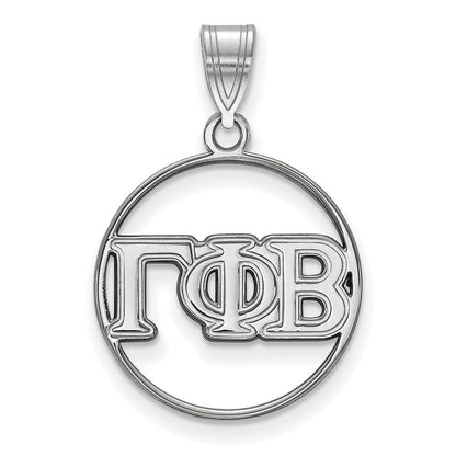 Sterlingsilber Rhodiniert Logoart Gamma Phi Beta Sorority Greek Buchstaben Mittel Kreis Anhänger
