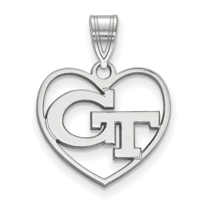 Sterlingsilber Rhodiniert Logoart Georgia Institut Of Technologie G T Herz Anhänger