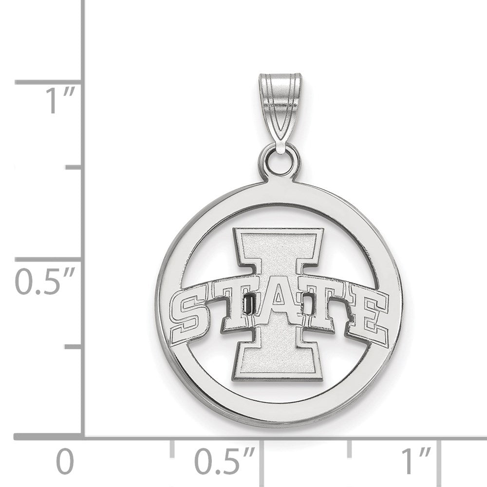 Sterlingsilber Rhodiniert Logoart Iowa State University Mittel Kreis Anhänger