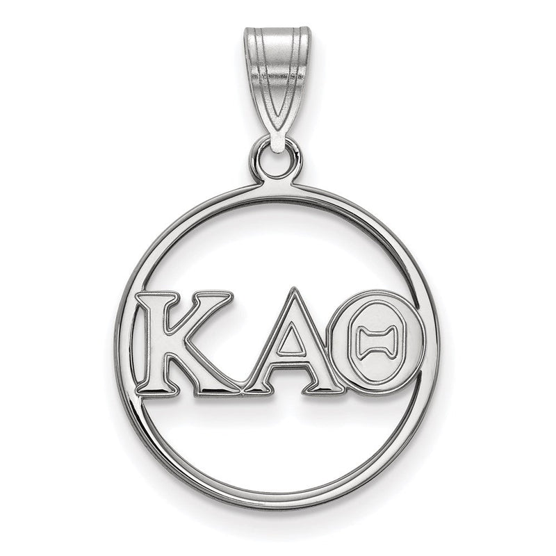 Sterlingsilber Rhodiniert Logoart Kappa Alpha Theta Sorority Greek Buchstaben Mittel Kreis Anhänger