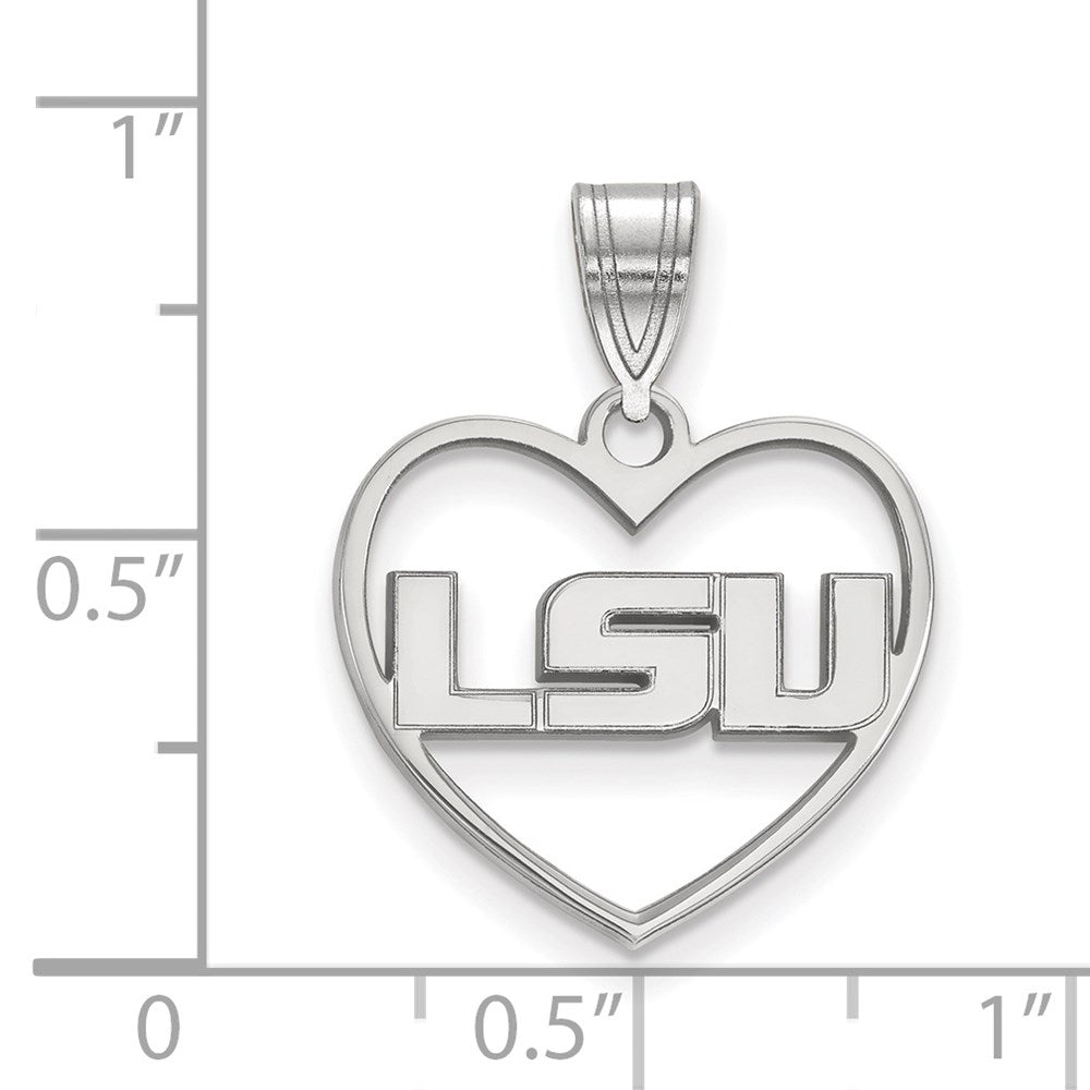 Sterlingsilber Rhodiniert Logoart Louisiana State University L S U Herz Anhänger