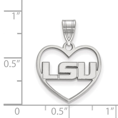 Sterlingsilber Rhodiniert Logoart Louisiana State University L S U Herz Anhänger