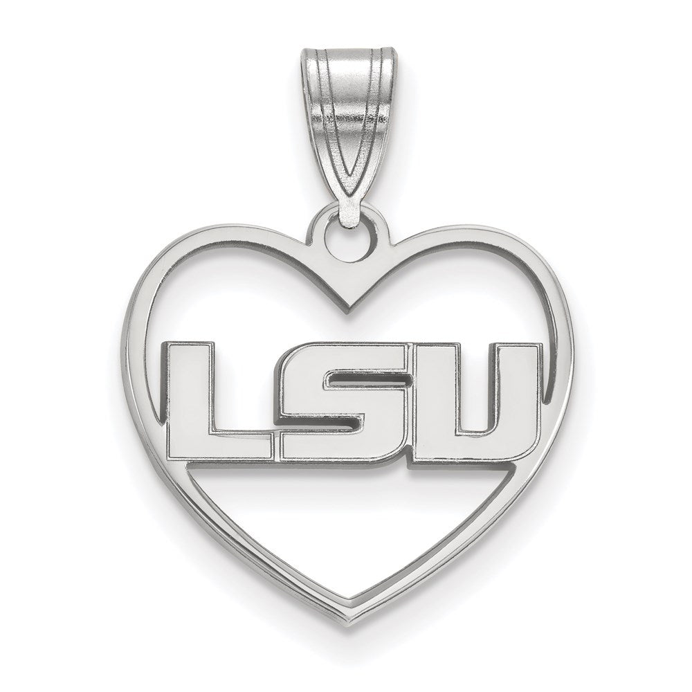 Sterlingsilber Rhodiniert Logoart Louisiana State University L S U Herz Anhänger