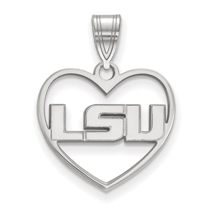 Sterlingsilber Rhodiniert Logoart Louisiana State University L S U Herz Anhänger