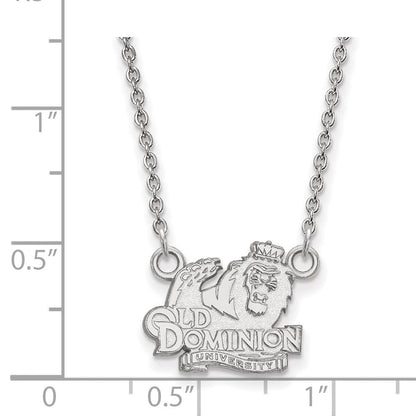 Sterlingsilber Rhodiniert Logoart Old Dominion University Klein Anhänger 18 Zoll Halskette
