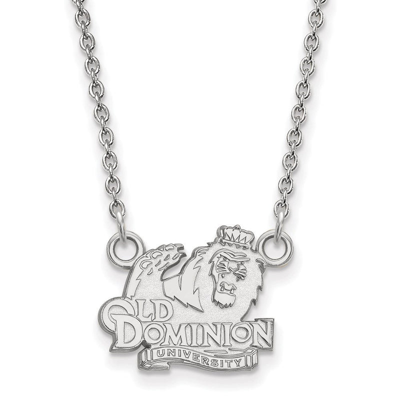 Sterlingsilber Rhodiniert Logoart Old Dominion University Klein Anhänger 18 Zoll Halskette