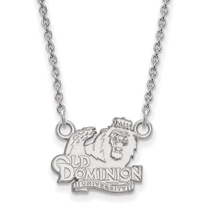 10K Weißgold Logoart Old Dominion University Klein Anhänger 18 Zoll Halskette