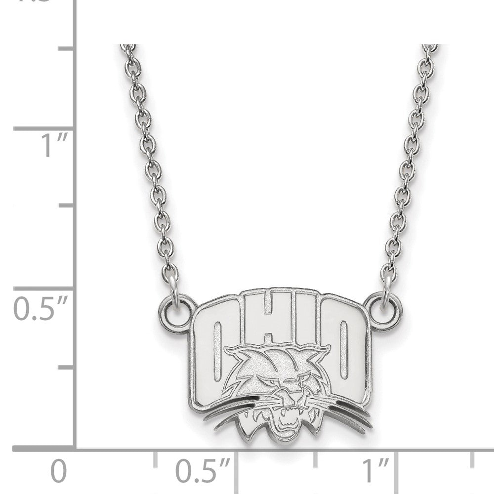 Sterlingsilber Rhodiniert Logoart Ohio University Klein Anhänger 18 Zoll Halskette