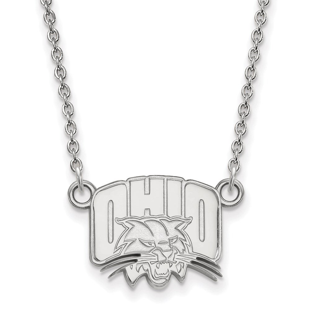 Sterlingsilber Rhodiniert Logoart Ohio University Klein Anhänger 18 Zoll Halskette