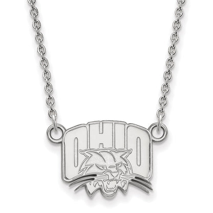Sterlingsilber Rhodiniert Logoart Ohio University Klein Anhänger 18 Zoll Halskette