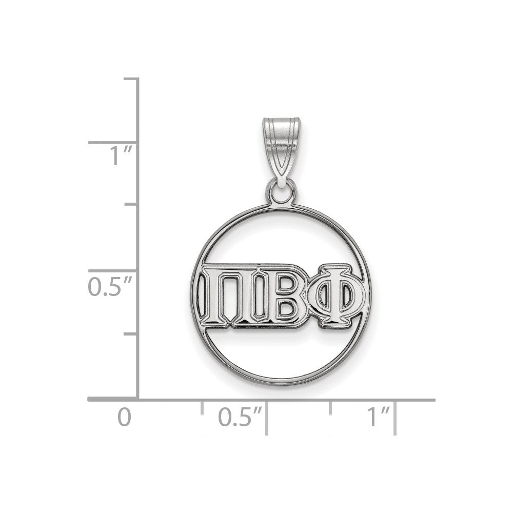 Sterlingsilber Rhodiniert Logoart Pi Beta Phi Sorority Greek Buchstaben Mittel Kreis Anhänger