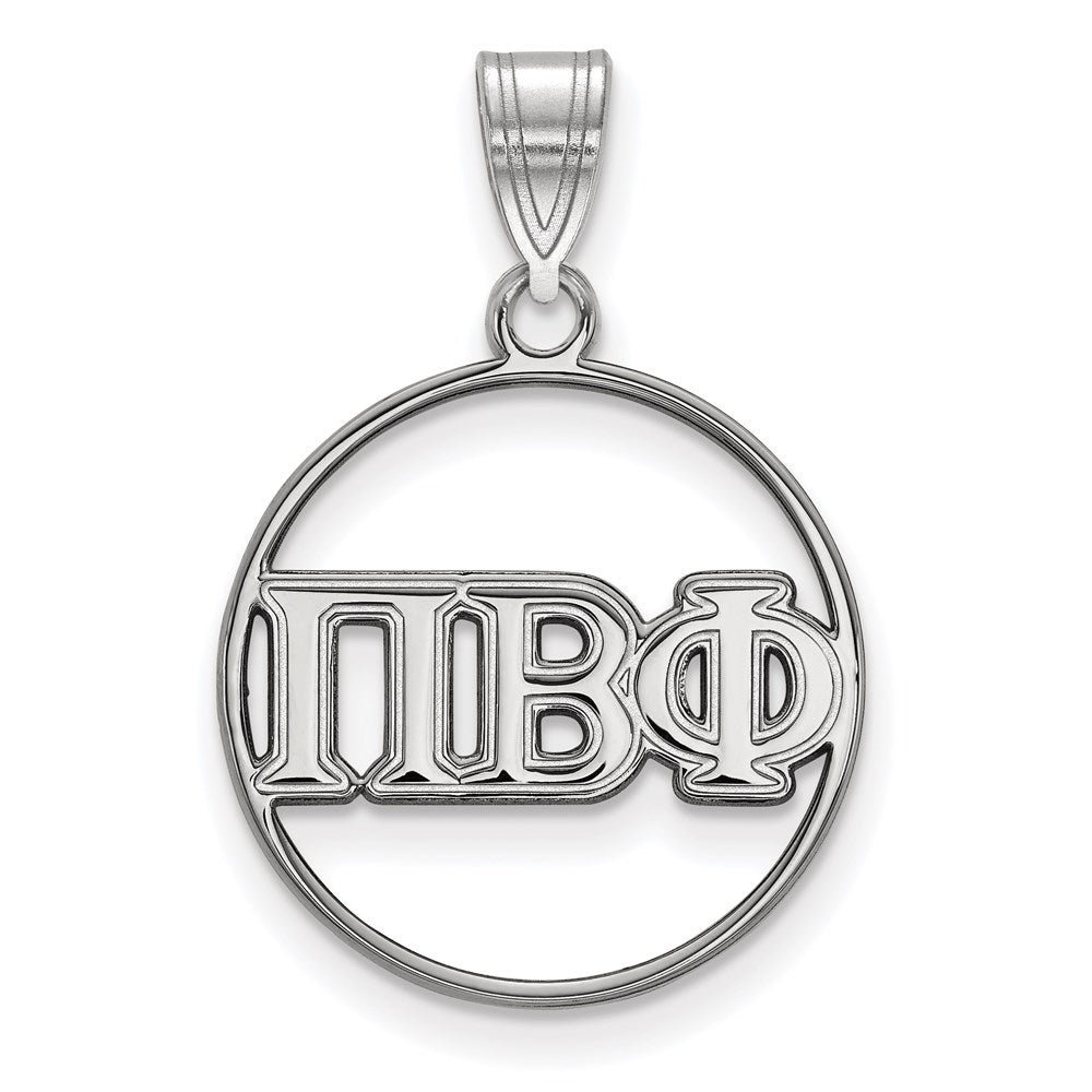 Sterlingsilber Rhodiniert Logoart Pi Beta Phi Sorority Greek Buchstaben Mittel Kreis Anhänger