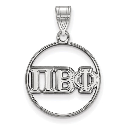 Sterlingsilber Rhodiniert Logoart Pi Beta Phi Sorority Greek Buchstaben Mittel Kreis Anhänger
