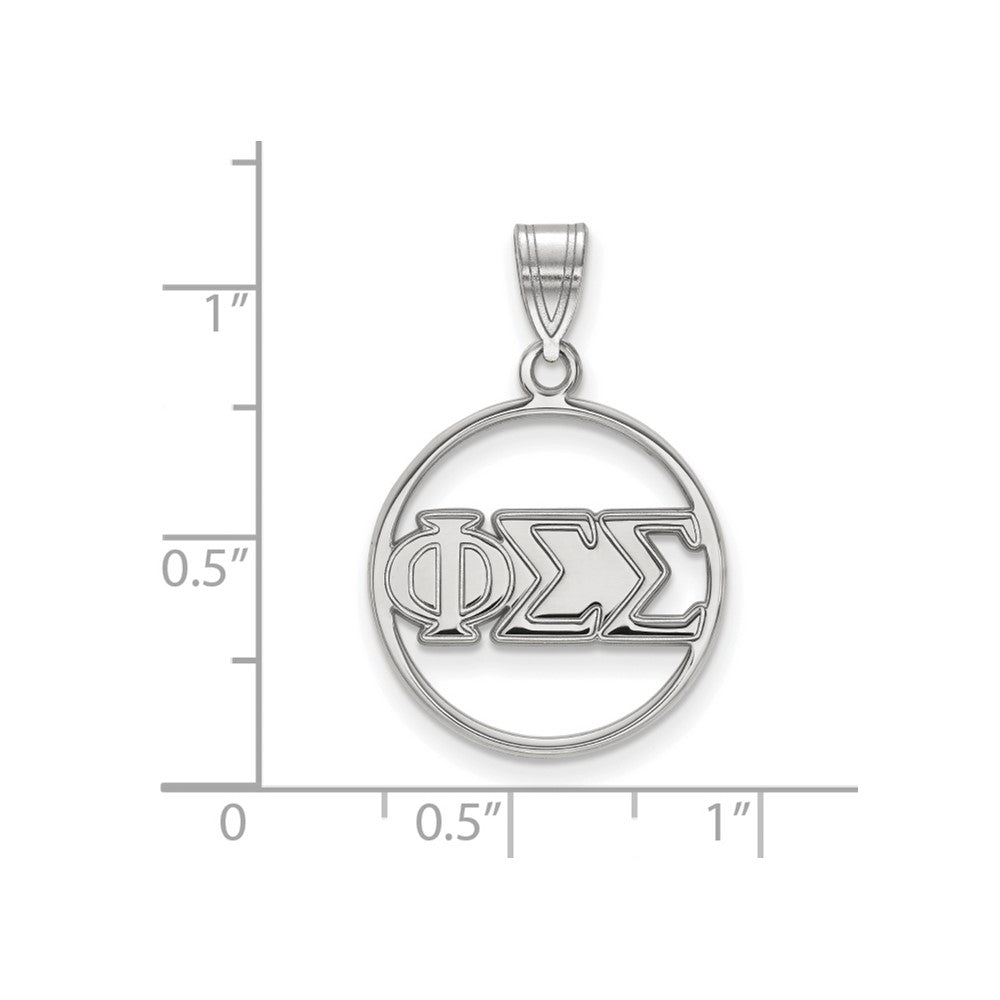Sterlingsilber Rhodiniert Logoart Phi Sigma Sorority Greek Buchstaben Mittel Kreis Anhänger