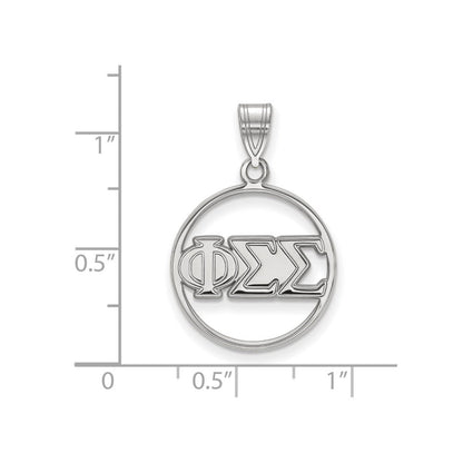 Sterlingsilber Rhodiniert Logoart Phi Sigma Sorority Greek Buchstaben Mittel Kreis Anhänger