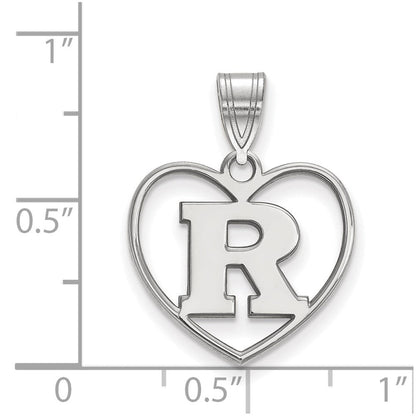 Sterlingsilber Rhodiniert Logoart Rutgers University Buchstabe R Herz Anhänger