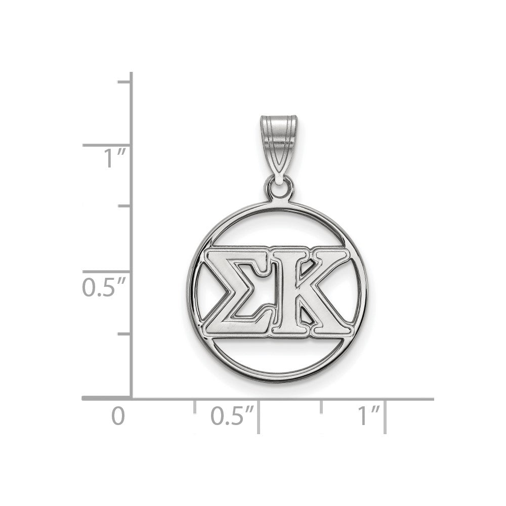 Sterlingsilber Rhodiniert Logoart Sigma Kappa Sorority Greek Buchstaben Mittel Kreis Anhänger