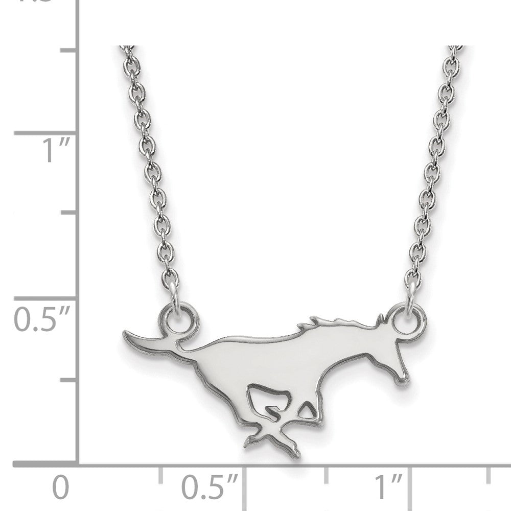 10K Weißgold Logoart Southern Methodist University Mustang Klein Anhänger 18 Zoll Halskette