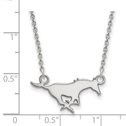 10K Weißgold Logoart Southern Methodist University Mustang Klein Anhänger 18 Zoll Halskette