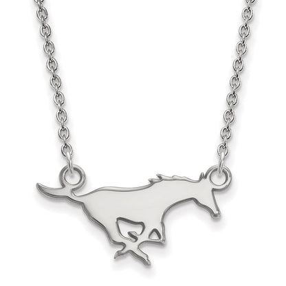 10K Weißgold Logoart Southern Methodist University Mustang Klein Anhänger 18 Zoll Halskette