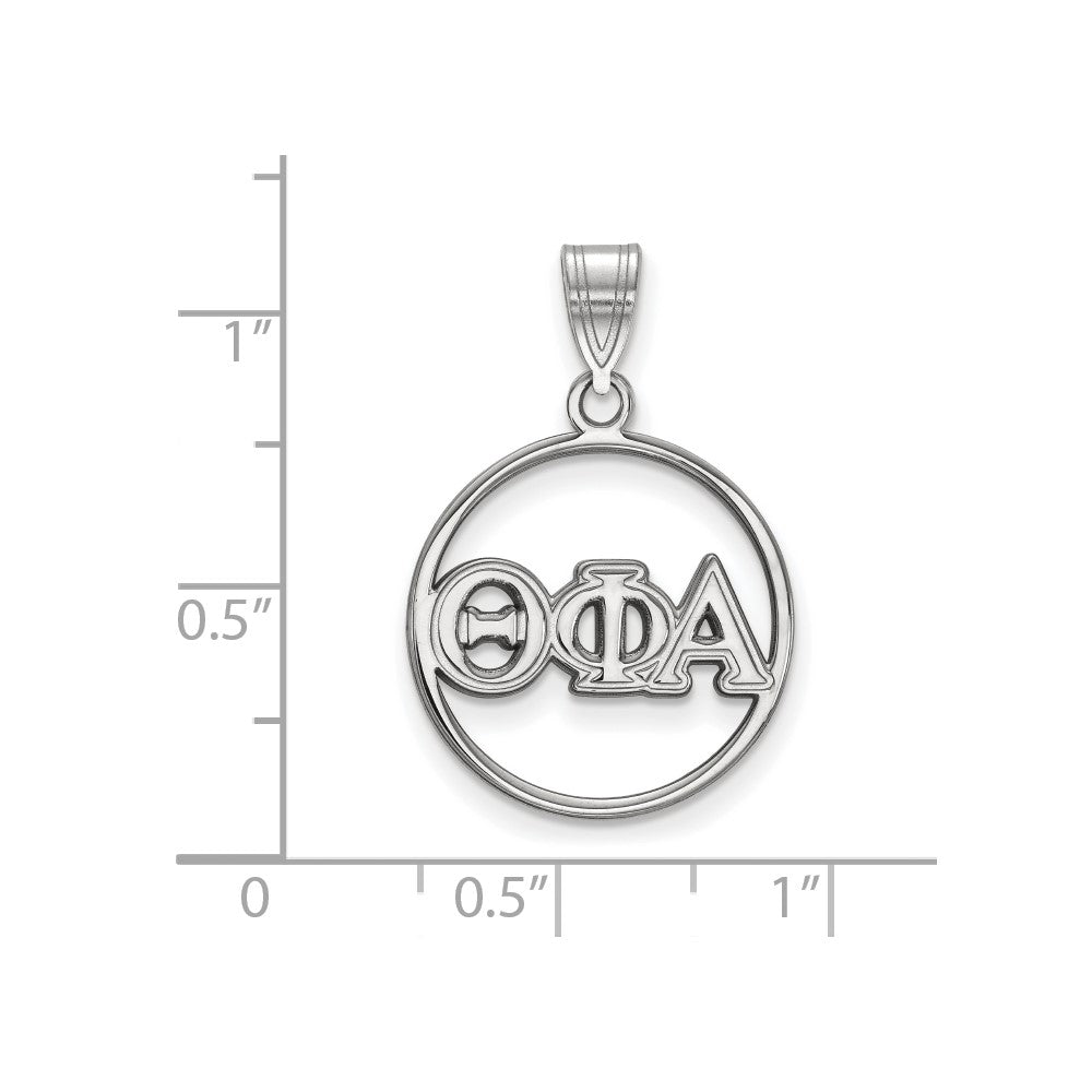 Sterlingsilber Rhodiniert Logoart Theta Phi Alpha Sorority Greek Buchstaben Mittel Kreis Anhänger