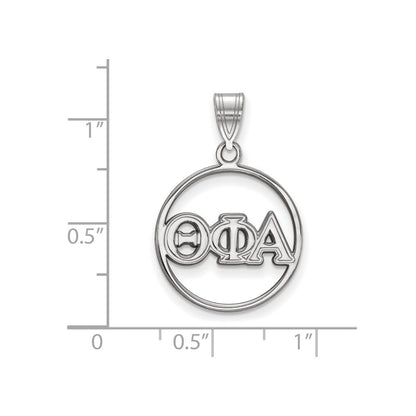Sterlingsilber Rhodiniert Logoart Theta Phi Alpha Sorority Greek Buchstaben Mittel Kreis Anhänger