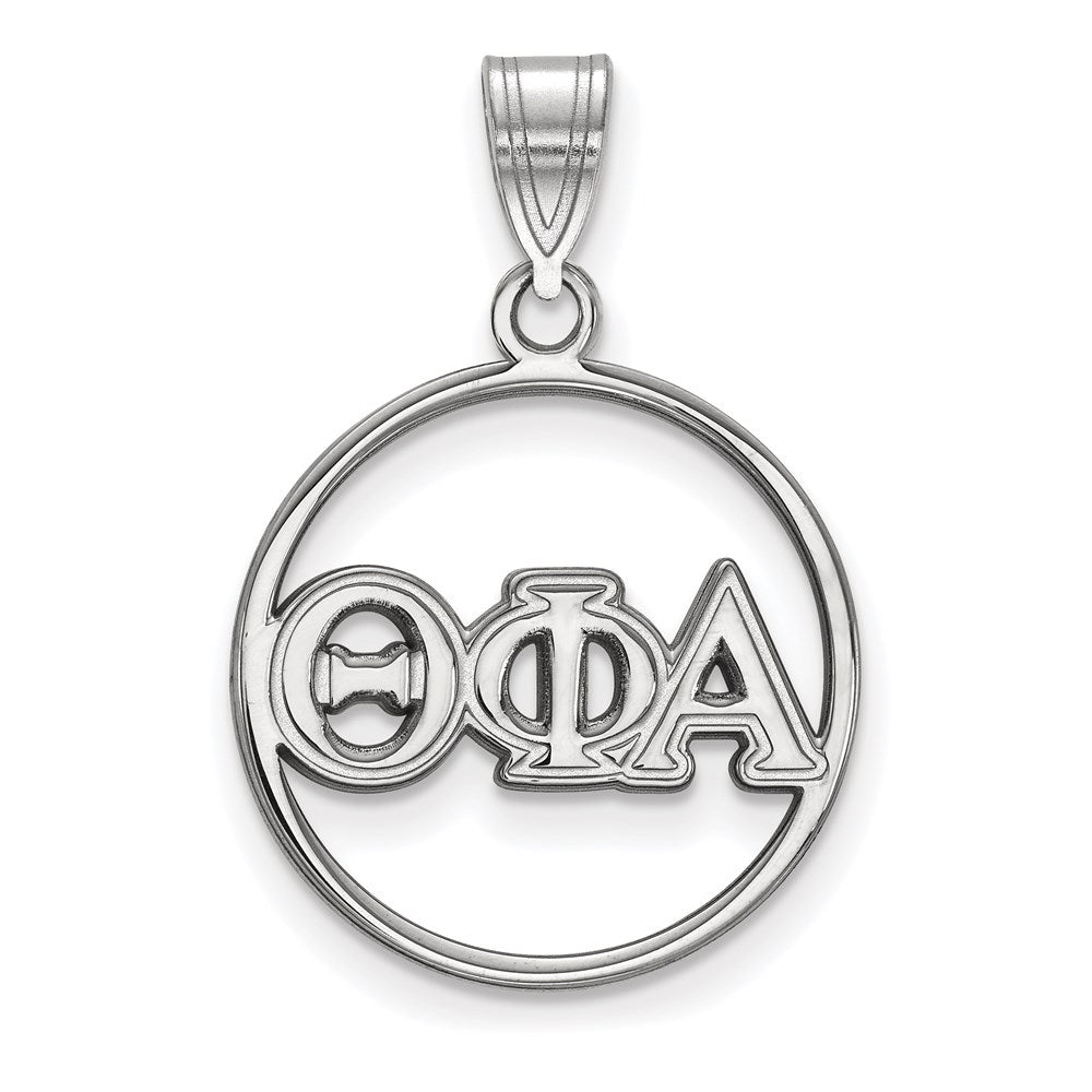 Sterlingsilber Rhodiniert Logoart Theta Phi Alpha Sorority Greek Buchstaben Mittel Kreis Anhänger