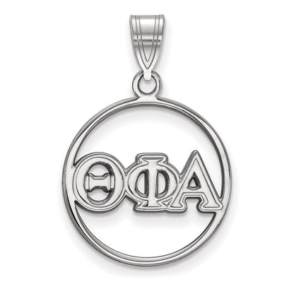 Sterlingsilber Rhodiniert Logoart Theta Phi Alpha Sorority Greek Buchstaben Mittel Kreis Anhänger