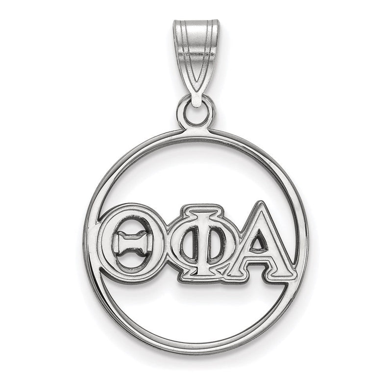 Sterlingsilber Rhodiniert Logoart Theta Phi Alpha Sorority Greek Buchstaben Mittel Kreis Anhänger