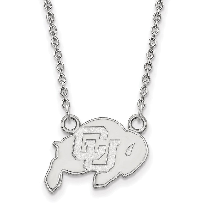 10K Weißgold Logoart University Of Colorado Buffalo Klein Anhänger 18 Zoll Halskette