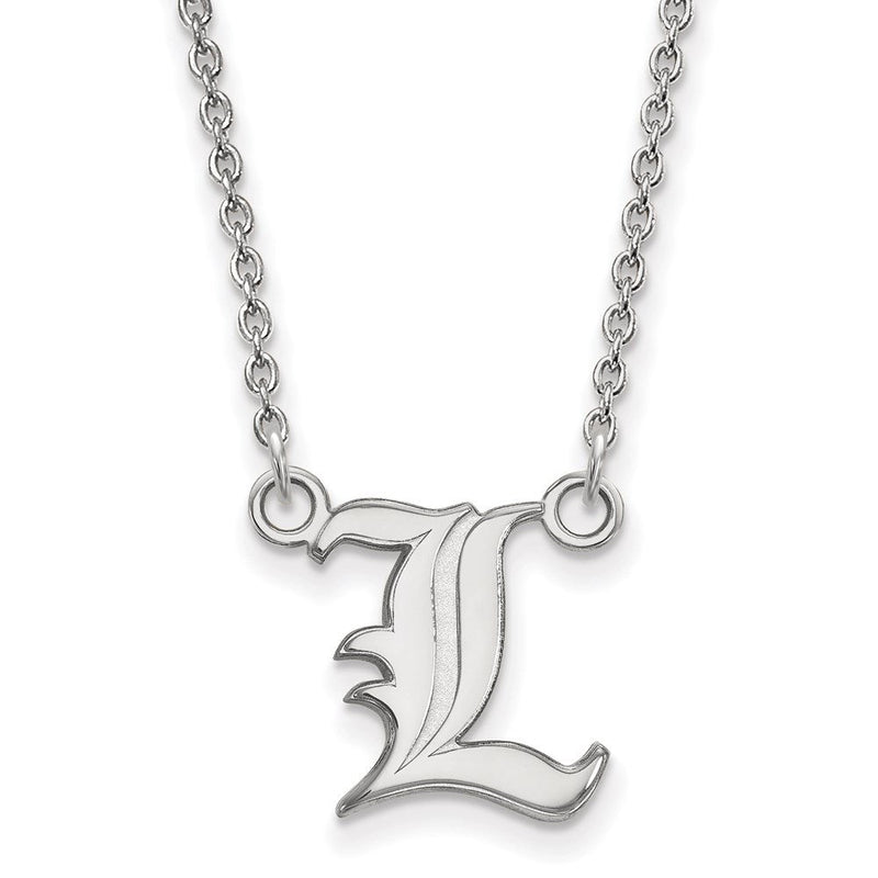 14K Weißgold Logoart University Of Louisville Buchstabe L Klein Anhänger 18 Zoll Halskette