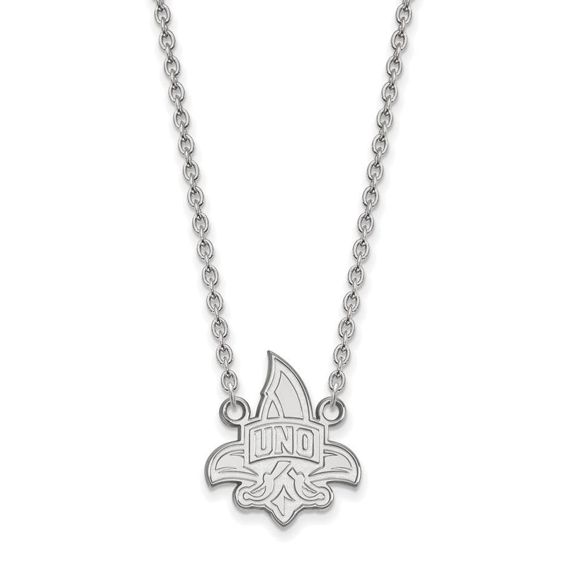 Sterlingsilber Rhodiniert Logoart University Of New Orleans U N O Groß Anhänger 18 Zoll Halskette