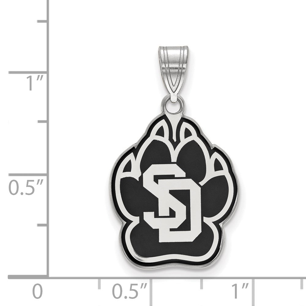 Sterlingsilber Rhodiniert Logoart University Of South Dakota Groß Emailliert Anhänger