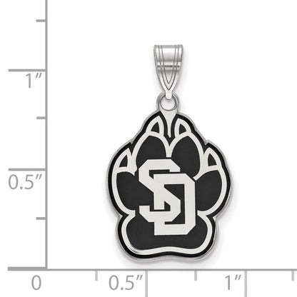 Sterlingsilber Rhodiniert Logoart University Of South Dakota Groß Emailliert Anhänger