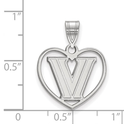 Sterlingsilber Rhodiniert Logoart Villanova University Buchstabe V Herz Anhänger