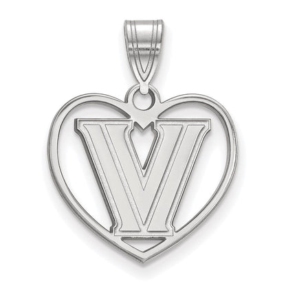 Sterlingsilber Rhodiniert Logoart Villanova University Buchstabe V Herz Anhänger
