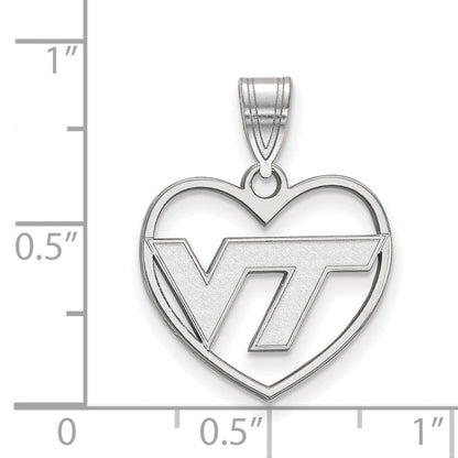 Sterlingsilber Rhodiniert Logoart Virginia Tech V T Herz Anhänger