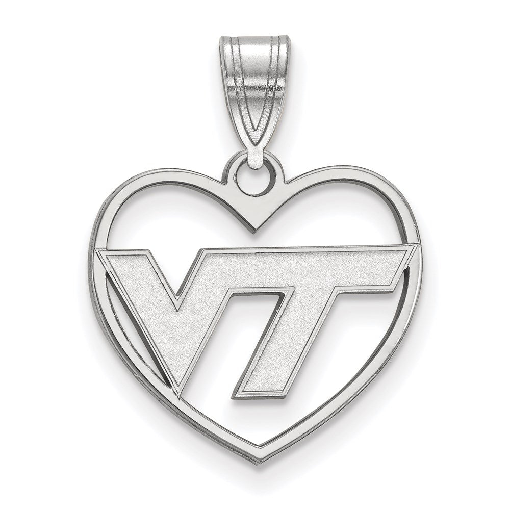 Sterlingsilber Rhodiniert Logoart Virginia Tech V T Herz Anhänger