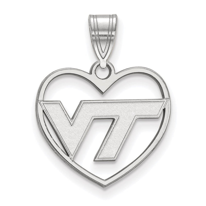 Sterlingsilber Rhodiniert Logoart Virginia Tech V T Herz Anhänger