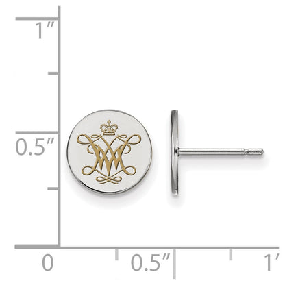 Sterlingsilber Rhodiniert Logoart College Of William und Mary Extra Klein Emailliert Plättchen Ohrringe