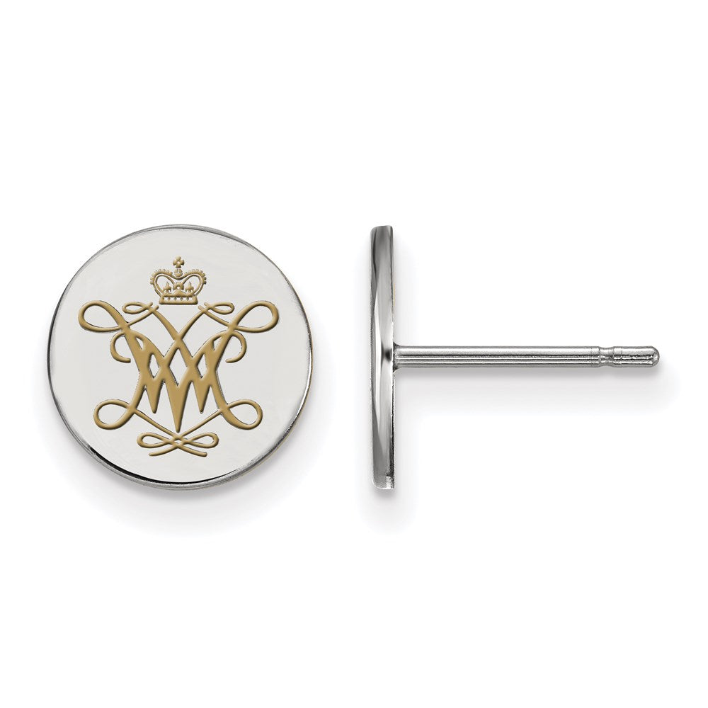 Sterlingsilber Rhodiniert Logoart College Of William und Mary Extra Klein Emailliert Plättchen Ohrringe