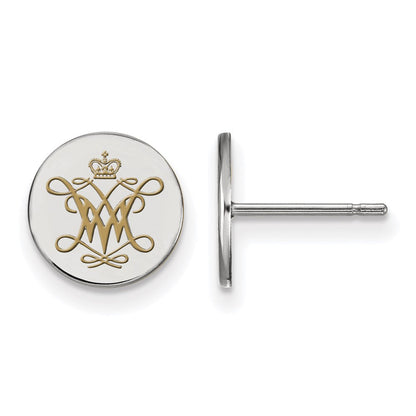 Sterlingsilber Rhodiniert Logoart College Of William und Mary Extra Klein Emailliert Plättchen Ohrringe