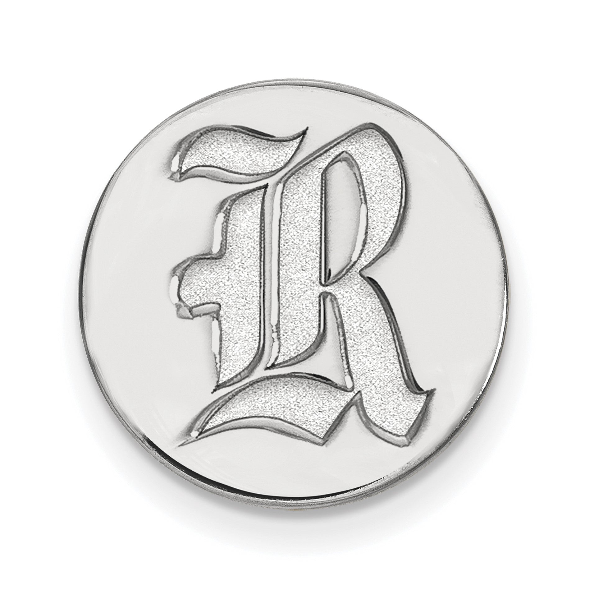 14K Weißgold Logoart Rice University Buchstabe R Anstecknadel