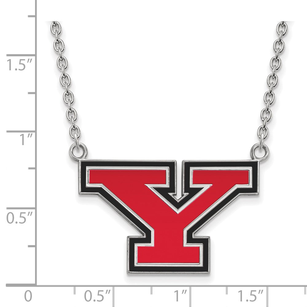 Sterlingsilber Rhodiniert Logoart Youngstown State University Buchstabe Y Groß Emailliert Anhänger 18 Zoll Halskette