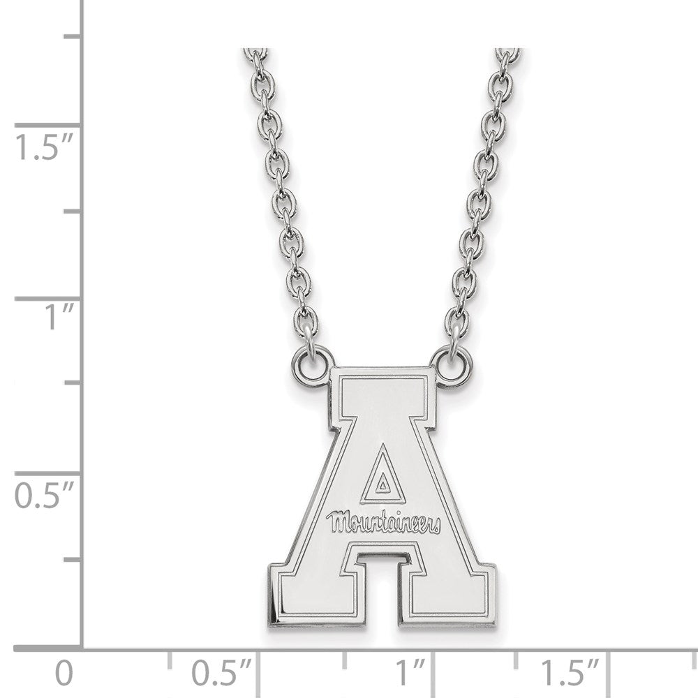 Sterlingsilber Rhodiniert Logoart Appalachian State University Groß Anhänger 18 Zoll Halskette